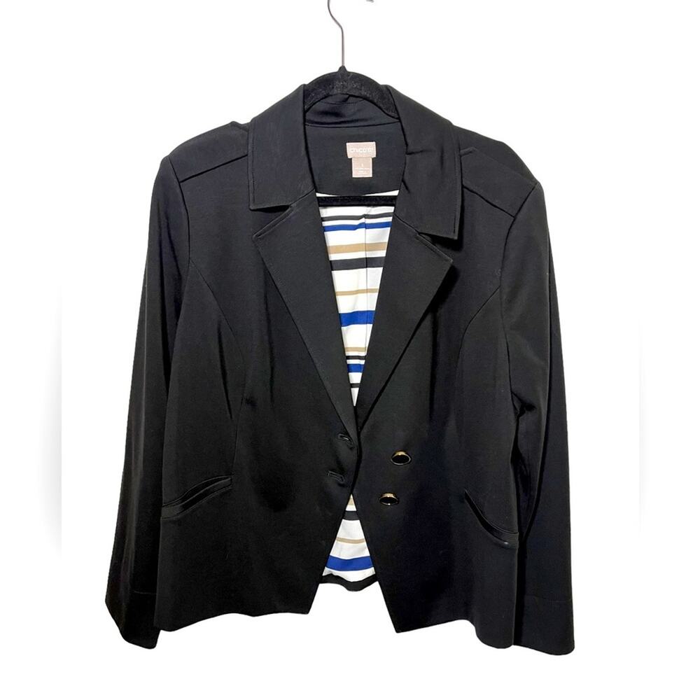 CHICO’s EUC Women Black 2 Button and 2 pockets Jacket Size 3(16-18)
